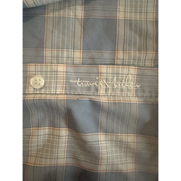 Travis Mathew Shirt Mens Size Medium Blue Plaid Button Up Short Sleeve Stretch - Picture 4 of 6